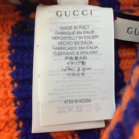 NWT Gucci Striped Beanie Wool Hat In Orange Size M - Picture 9 of 12